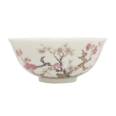 Lot 762 - A Chinese famille-rose 'prunus' bowl, 20th century, Daoguang mark