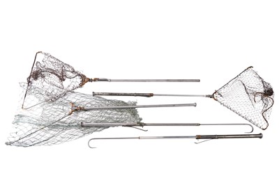 Lot 422 - Two Hardy Brothers ltd of Alnwick gaff telescopic fishing hooks, together with