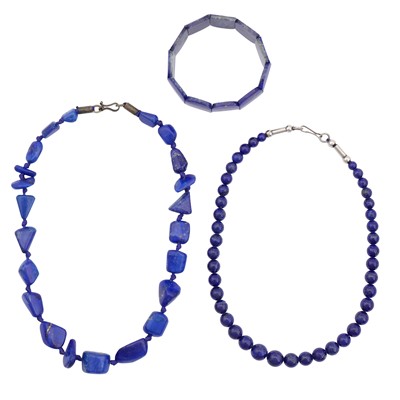 Lot 264 - Two lapis lazuli necklaces and a bracelet