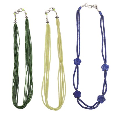 Lot 263 - Three hardstone bead necklaces