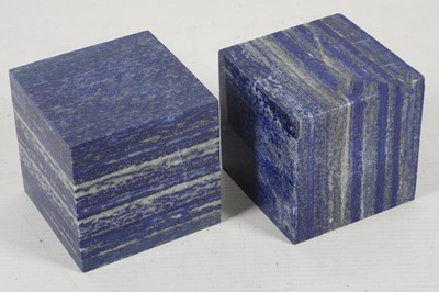Lot 154 - Two lapis lazuli 7.5cm cubes. (2).