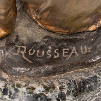 Lot 65 - After Victor Rousseau (French, 1865-1954), patinated bronze sculpture of a child