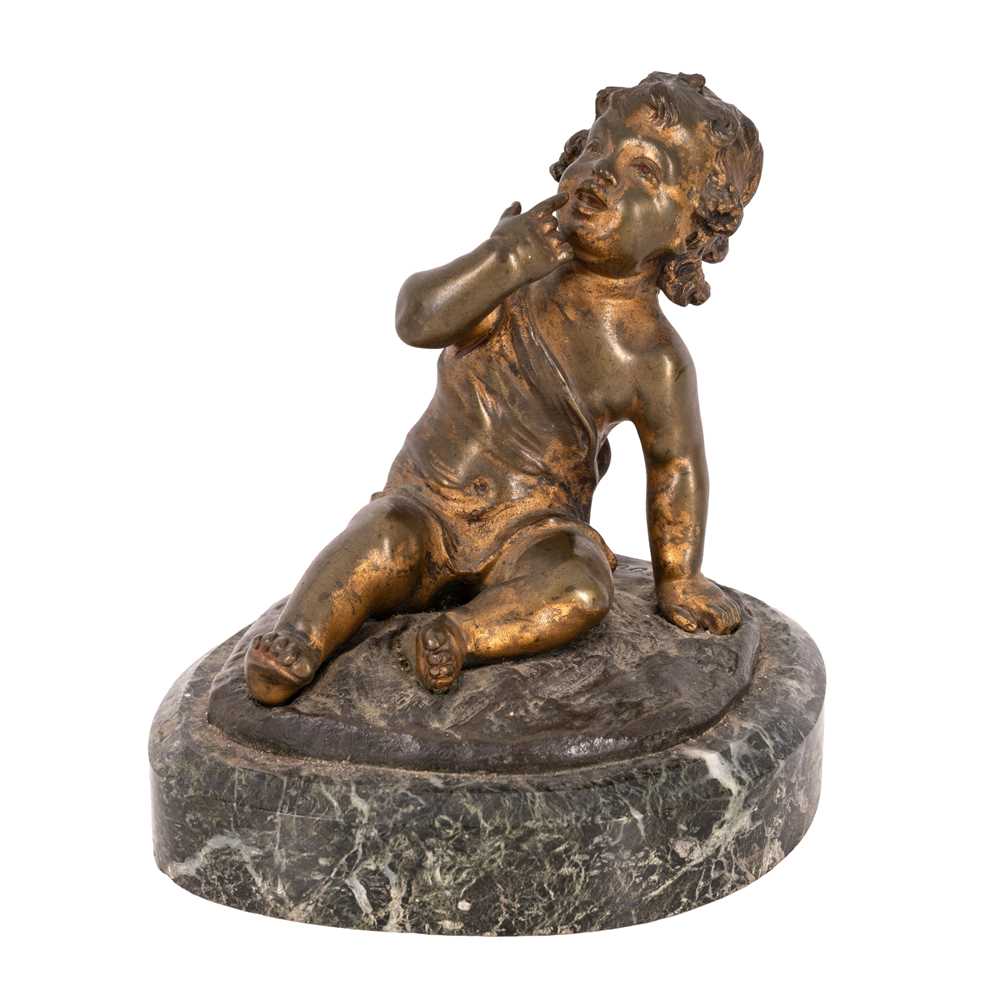 Lot 65 - After Victor Rousseau (French, 1865-1954), patinated bronze sculpture of a child