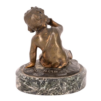 Lot 65 - After Victor Rousseau (French, 1865-1954), patinated bronze sculpture of a child