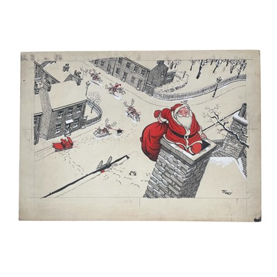 Lot 275 - Giles [Carl Ronald Giles O. B. E.] Father Christmas, artwork for a Christmas card