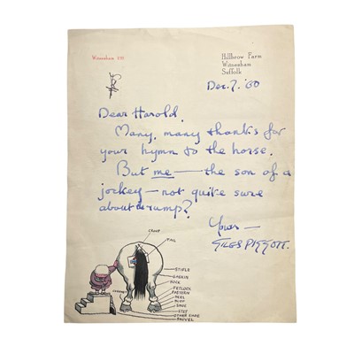 Lot 272 - Giles [Carl Ronald Giles O. B. E.] Autograph letter, signed ‘GILES PIGGOTT’, with a drawing