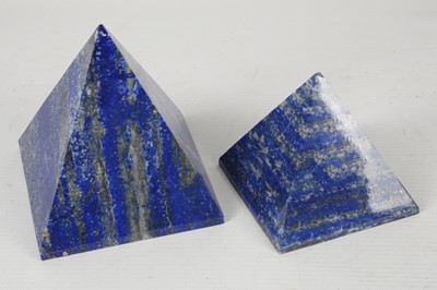 Lot 155 - Two lapis lazuli square based pyramids (2).