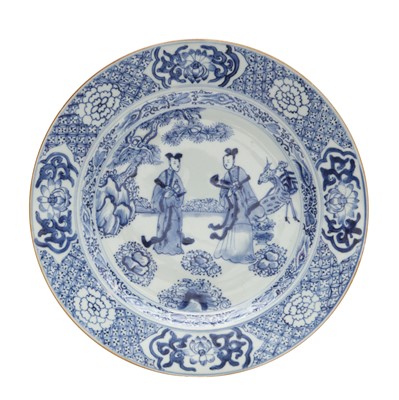 Lot 501 - A Chinese blue and white 'ladies' dish, Qing dynasty, Yongzheng period