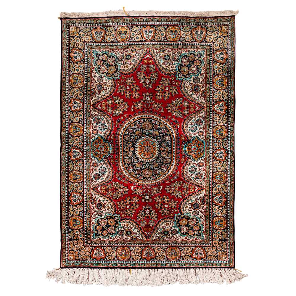 Lot 23 - An extremely fine silk Qum rug, central Persia