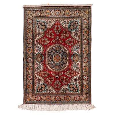 Lot 23 - An extremely fine silk Qum rug, central Persia