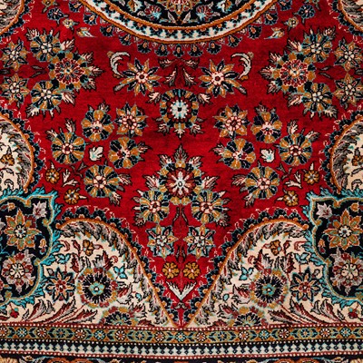 Lot 23 - An extremely fine silk Qum rug, central Persia