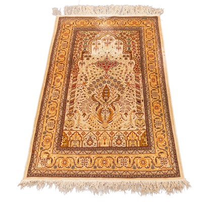 Lot 69 - A very fine silk Hereke prayer rug, Turkey