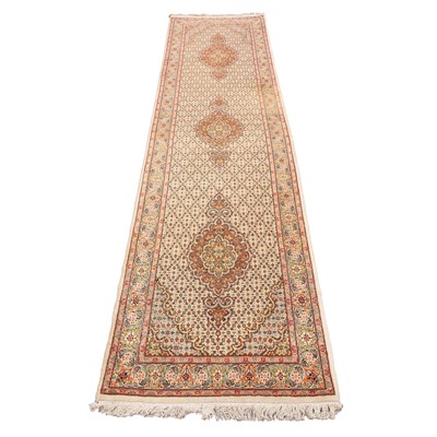 Lot 54 - A very fine part silk Tabriz runner, north-west Persia