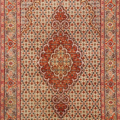 Lot 54 - A very fine part silk Tabriz runner, north-west Persia