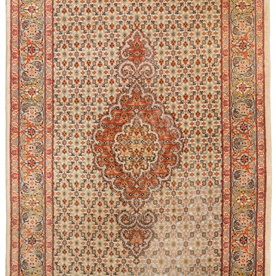 Lot 54 - A very fine part silk Tabriz runner, north-west Persia