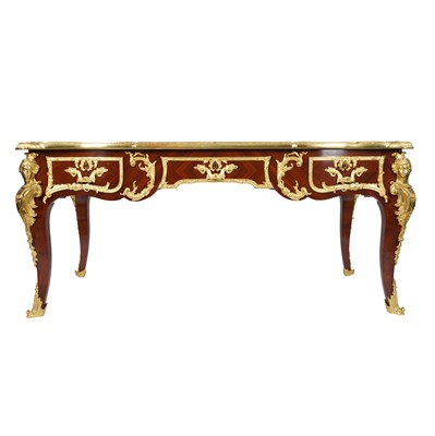 Lot 247 - A Louis XV style kingwood bureau plat