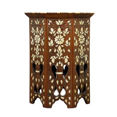 Lot 335 - An octagonal bone inlaid occasional table, Middle East or North Africa
