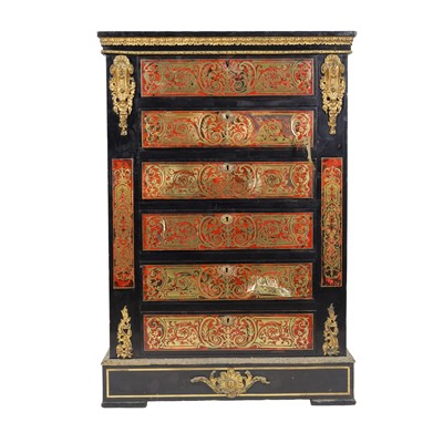 Lot 250 - A Napoleon III ebonised and Boulle work pier chest