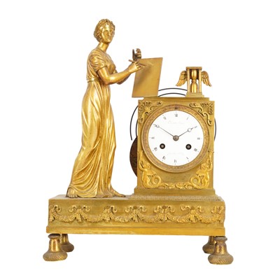 Lot 106 - A French Empire period mantle clock, the dial signed Tarault Paris
