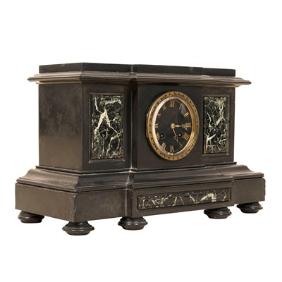 Lot 50 - A French slate and marble mantel clock