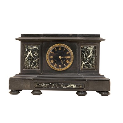 Lot 50 - A French slate and marble mantel clock