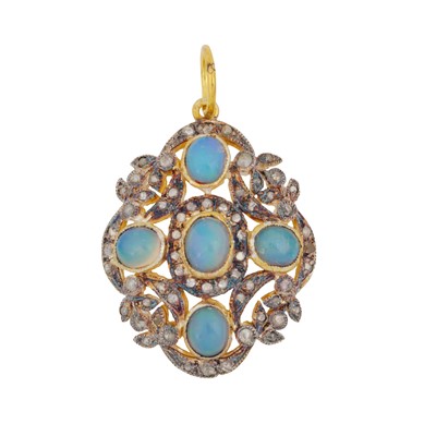 Lot 172 - An opal and diamond pendant