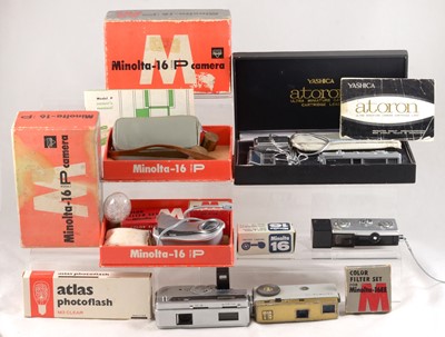 Lot 275 - Minolta 16mm Sub Miniature Camera Collection.