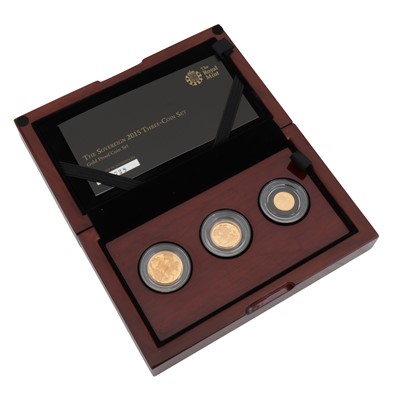 Lot 327 - GB 22ct Gold Coin- Royal Mint 2015 Proof Three Coin Sovereign Set