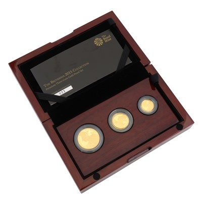 Lot 320 - GB 24ct Gold Coin- Royal Mint 2015 Proof Three Coin Britannia Set