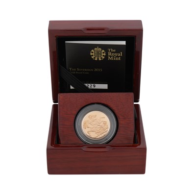 Lot 347 - GB 22ct Gold Coin- Royal Mint 2015 Proof Full Sovereign