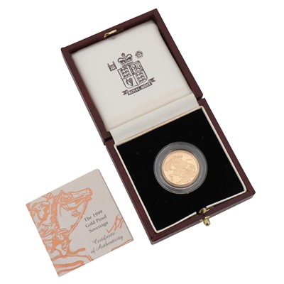 Lot 345 - GB 22ct Gold Coin- Royal Mint 1999 Proof Full Sovereign