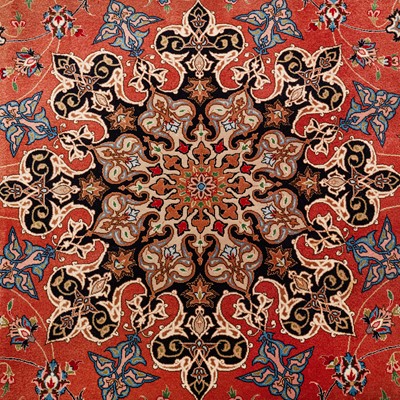 Lot 78 - A very fine part silk Tabriz carpet, north-west Persia