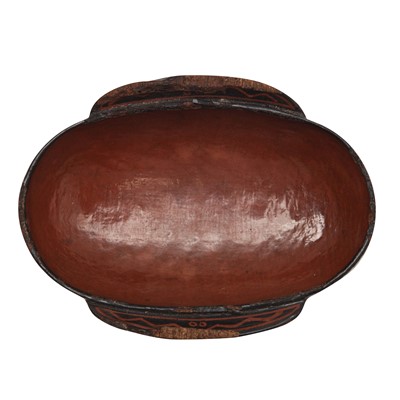 Lot 242 - A Chinese lacquered 'ear' cup, erbei, Warring States period