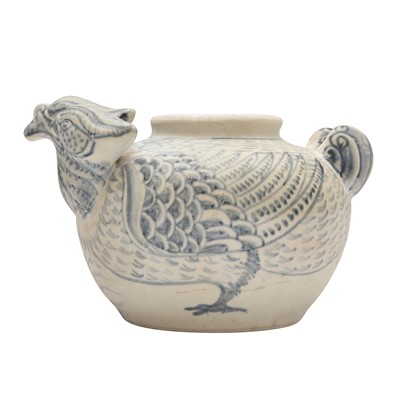 Lot 339 - A Vietnamese blue and white 'double Mandarin duck' ewer, Le dynasty, 14th/15th century