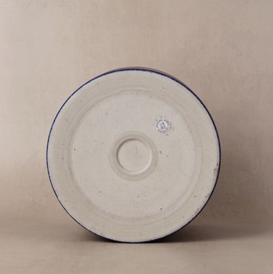 Lot 300 - A rare Chinese powder-blue gilt-decorated brush pot, Qing dynasty, Kangxi period