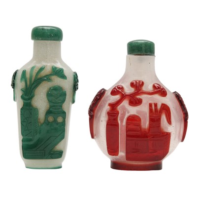Lot 333 - Two Chinese Peking glass overlay snuff bottles, Qing dynasty, 19th century