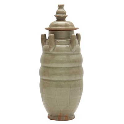 Lot 268 - A Chinese Longquan celadon spouted jar and cover, Northern Song dynasty