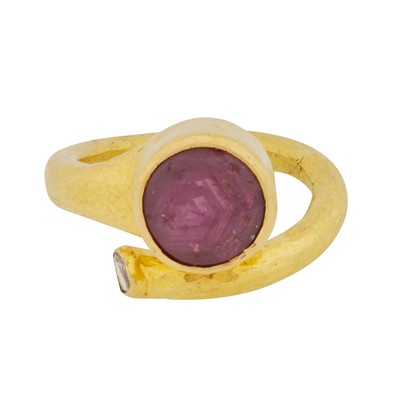 Lot 214 - A star ruby and diamond ring, circa 2011