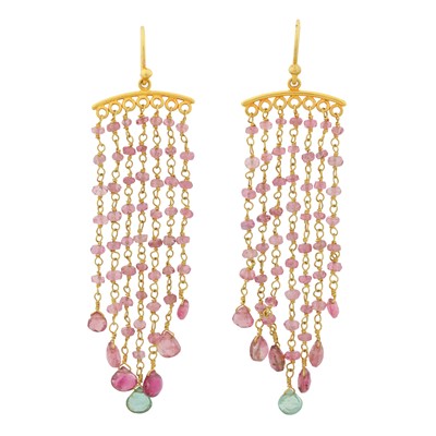 Lot 281 - A pair of tourmaline fringe earrings, circa 2009