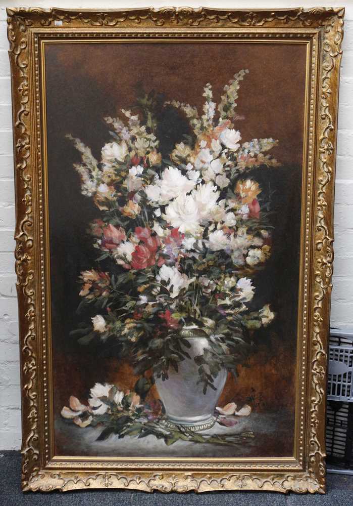 Lot 593 - A 20th century, oil on board, still life of...