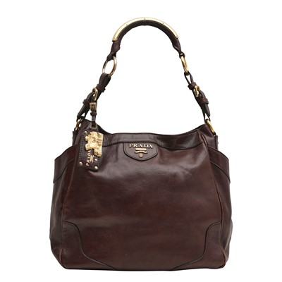 Lot 453 - Prada Brown Madras Hobo Bag