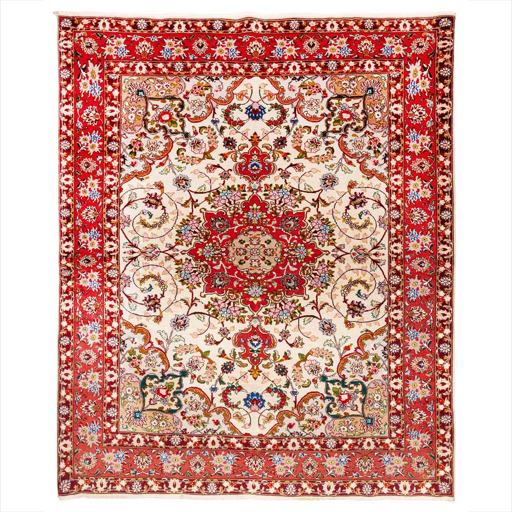 Lot 57 - A very fine part silk Tabriz rug, north-west Persia