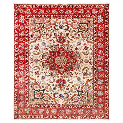 Lot 57 - A very fine part silk Tabriz rug, north-west Persia