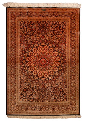 Lot 84 - An extremely fine & signed silk Qum rug, central Persia