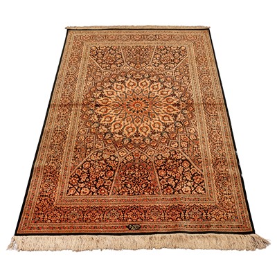 Lot 84 - An extremely fine & signed silk Qum rug, central Persia