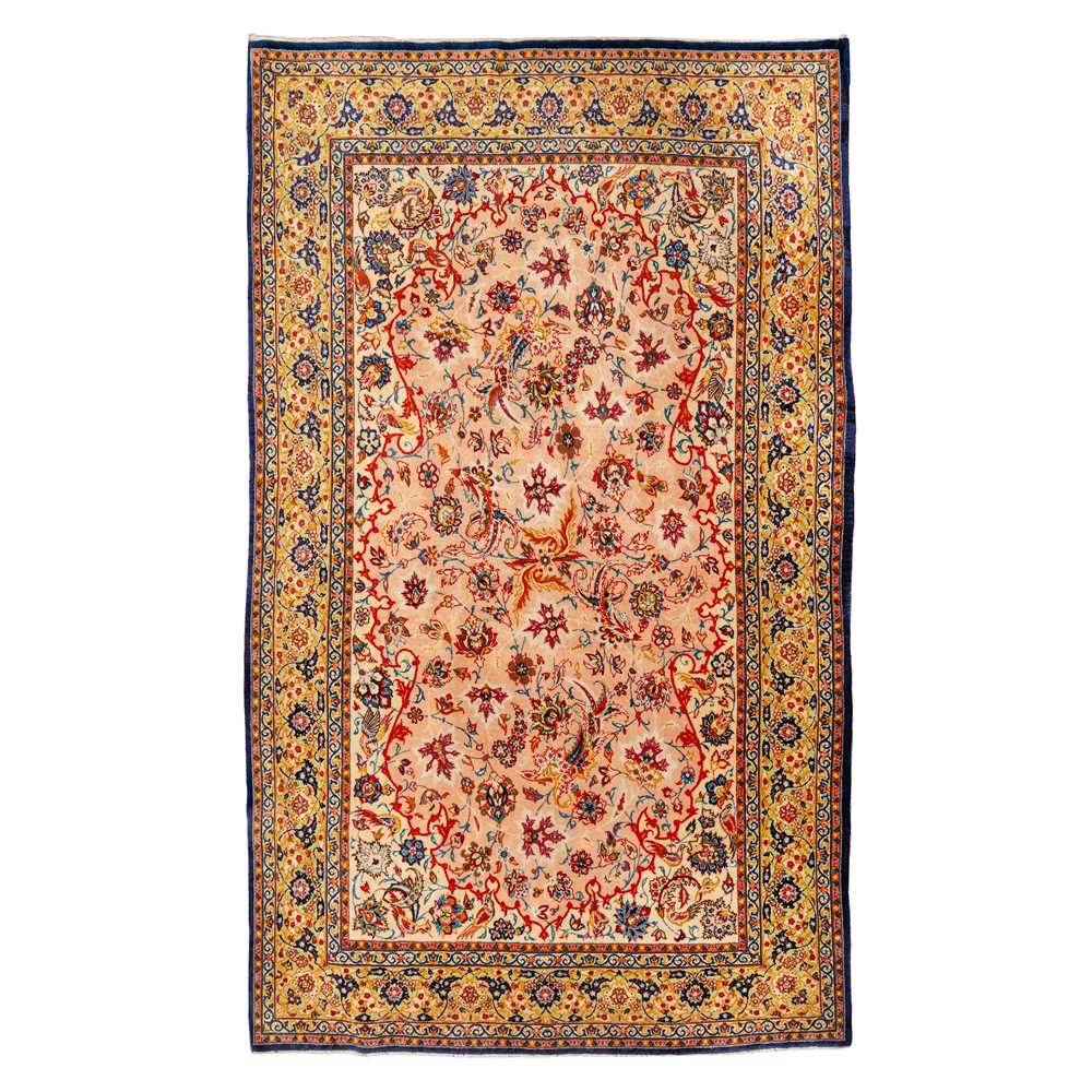 Lot 35 - An extremely fine part silk Isfahan rug, central Persia