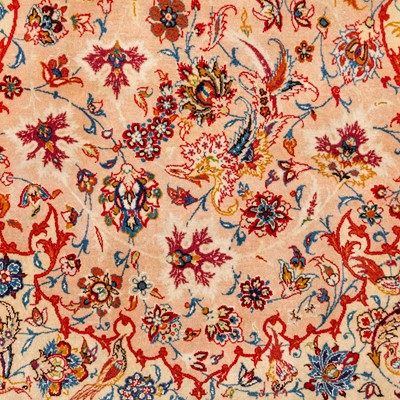 Lot 35 - An extremely fine part silk Isfahan rug, central Persia