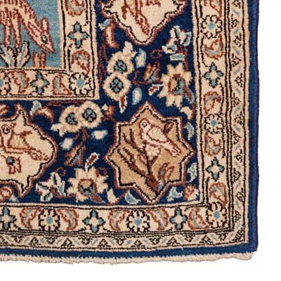 Lot 81 - A fine part silk Qum rug with hunting design, central Persia