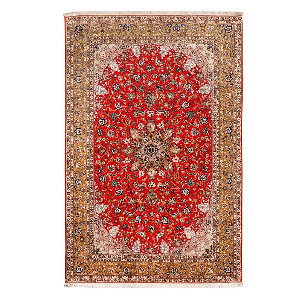 Lot 83 - A very fine part silk Tabriz carpet, north-west Persia