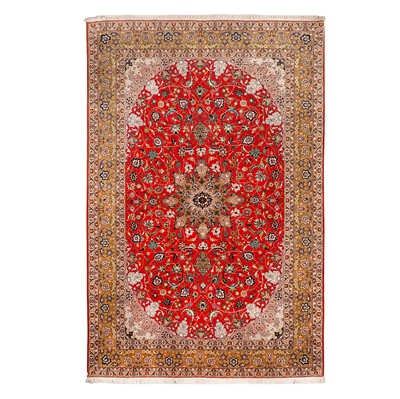 Lot 83 - A very fine part silk Tabriz carpet, north-west Persia